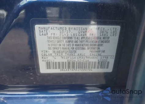 2018 Nissan Sentra Sv from USA, damaged, VIN 3N1AB7AP2JY220706